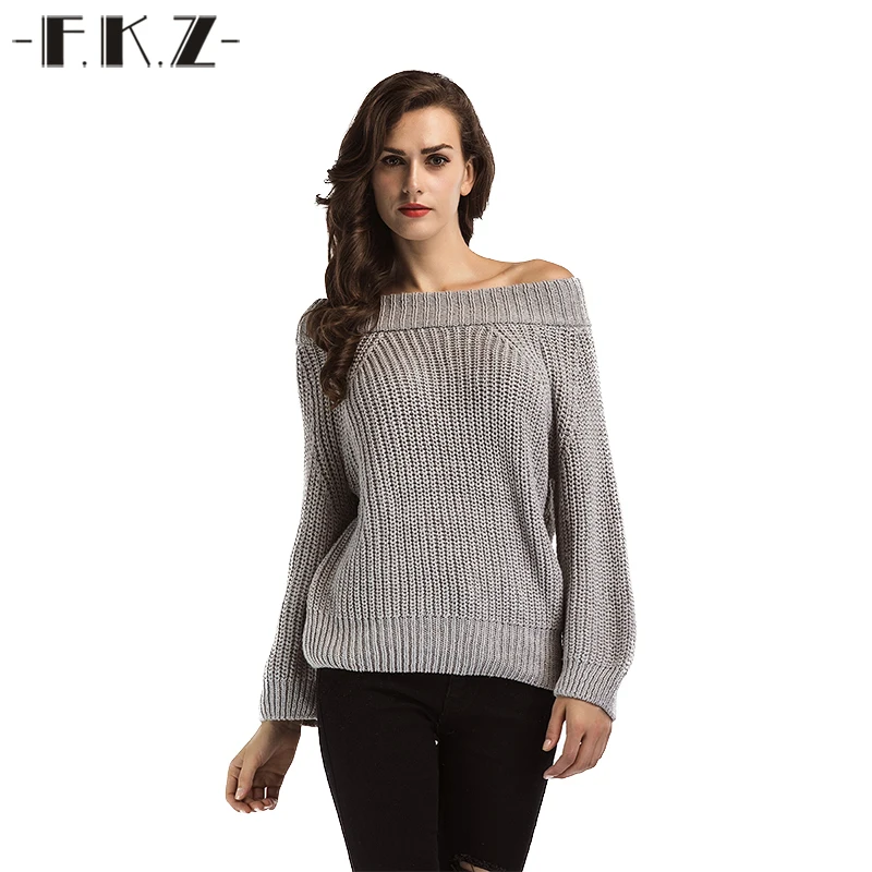 Фкз модные однотонные Свитеры для женщин Для Свободные Свитер с длинными