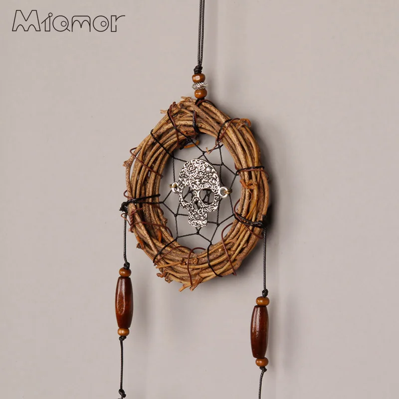MIAMOR мини из ротанга, Ловец снов с черепом, хеллоуин, подарок на Хэллоуин, вечерние украшения, аксессуары для дома, AMOR0277