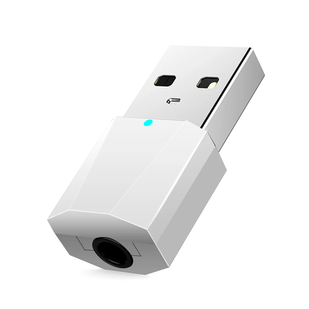 White AUX Bluetooth передатчик 4,2 для ТВ ПК Bluetooth адаптер колонки USB для наушников 3,5 мм беспроводной аудио передатчик - Цвет: White
