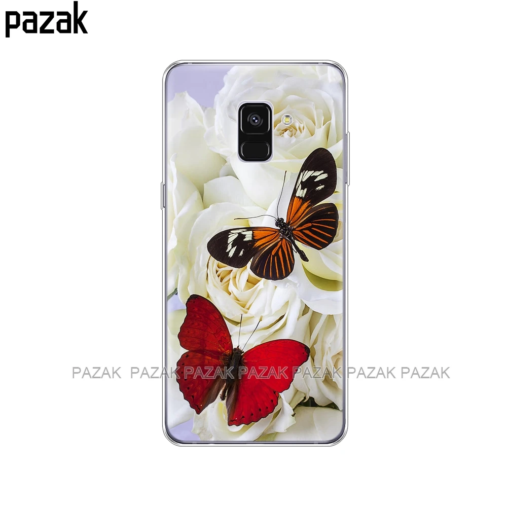Силиконовый чехол для телефона Samsung Galaxy A6 A8 2018 A3 A310 A5 A510 A7 2016 2017 бабочка розы цветы |