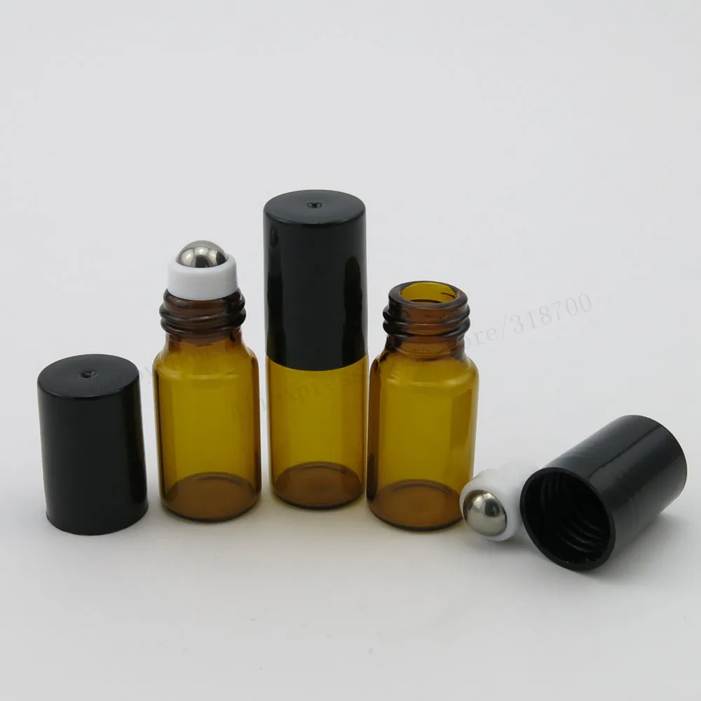 30x3 мл янтарная стеклянная круглая бутылка с нержавеющая сталь шарик ролика 3cc