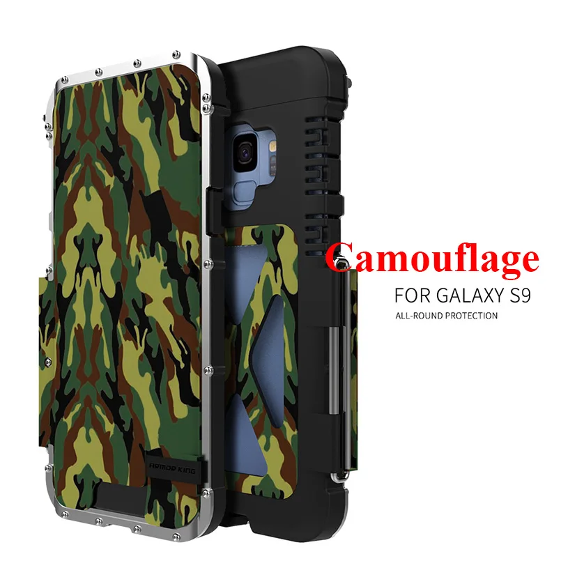Camouflage for S9 Чехол для телефона samsung Galaxy S9 Armor из нержавеющей стали сверхмощная Защитная обшивка складной чехол-подставка для samsung S9 Plus - Цвет: Camouflage for S9
