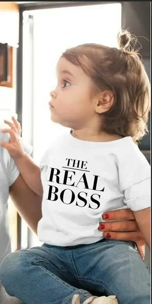 Одежда Мама и я семейная футболка с короткими рукавами надписью the boss Летняя