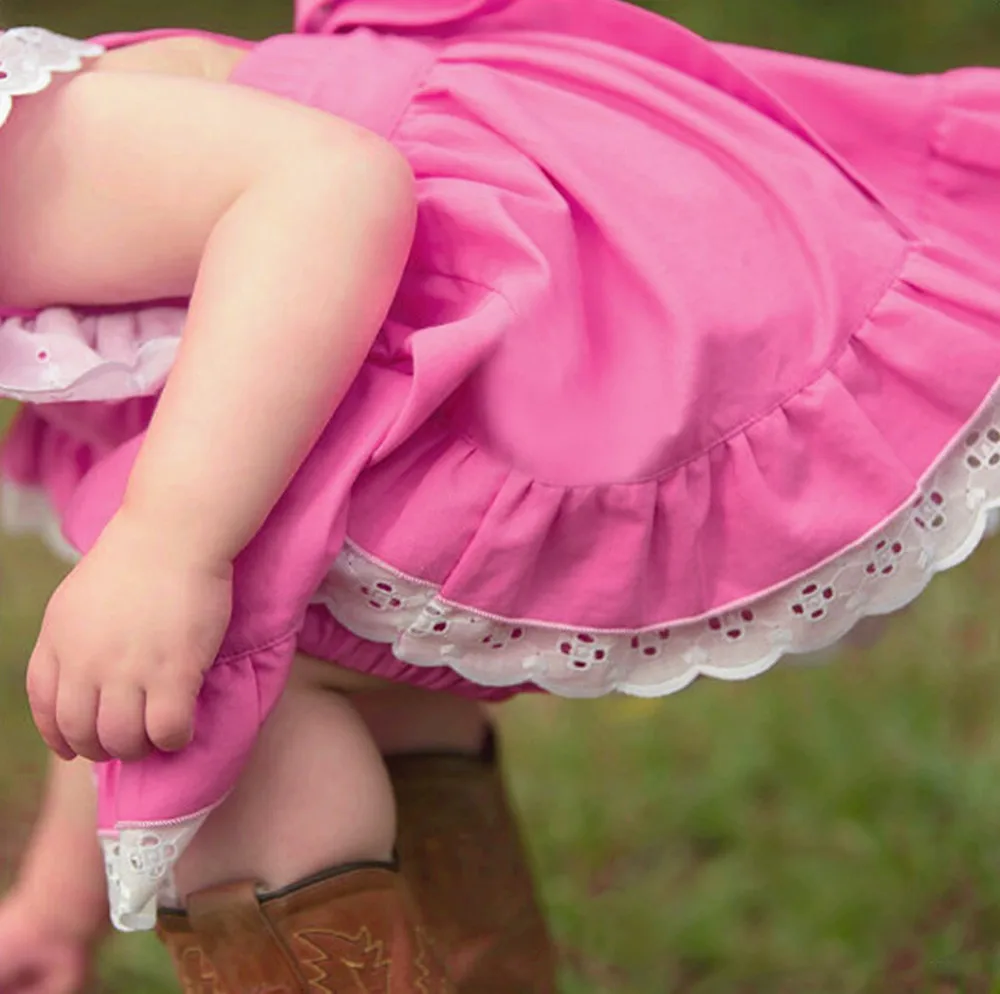 ARLONEET/детская одежда Платье для девочек Летнее кружевное однотонное платье без