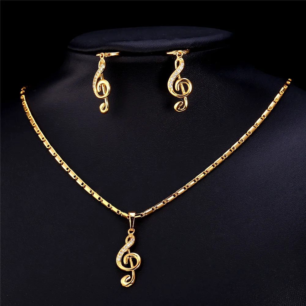 Женский комплект украшений ожерелье серьги музыкальная нота романтический