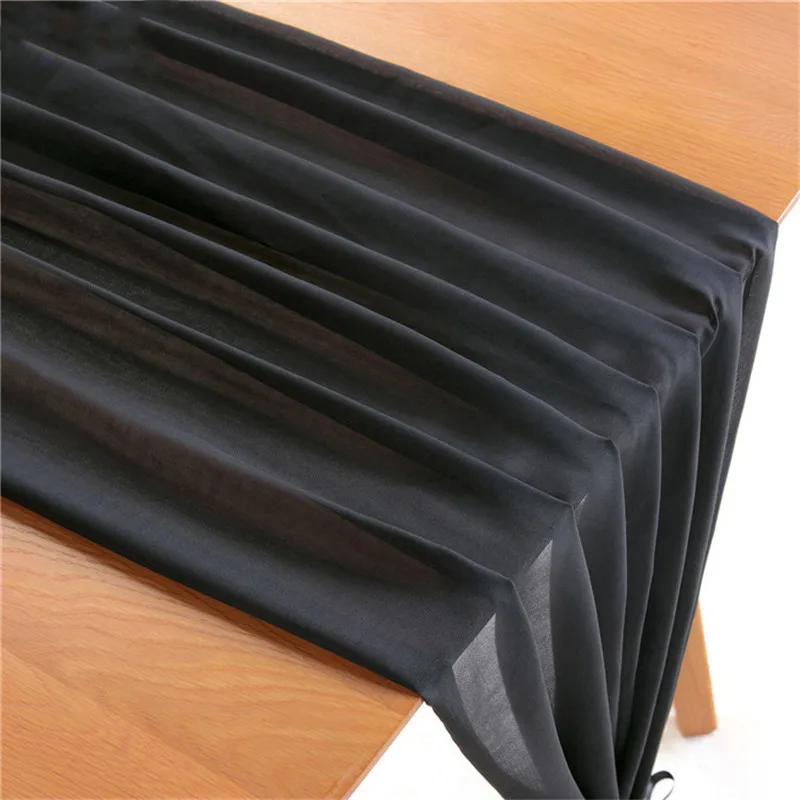 black 1 шт. 150x275 см шифон скатерти бегуны Свадебная настольная дорожка мероприятие Вечеринка фестиваль украшения - Цвет: black