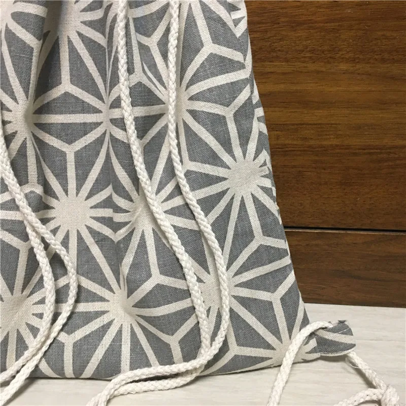 Дорожный рюкзак YILE из хлопка и льна на шнурке сумка для книг обуви серый