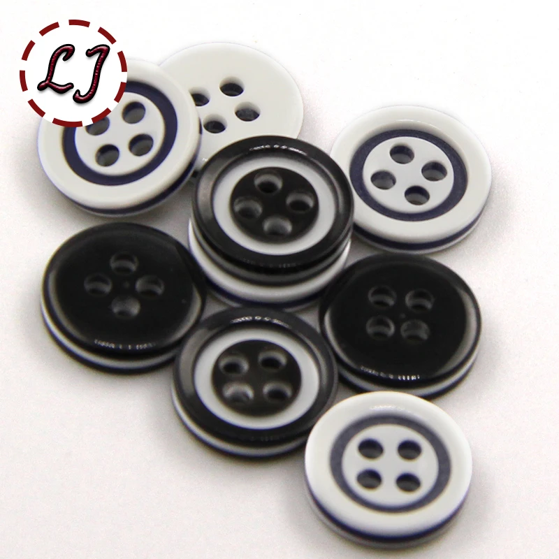 30 шт./лот белая черная пуговица рубашки 11 мм Полимерная пластиковая летняя