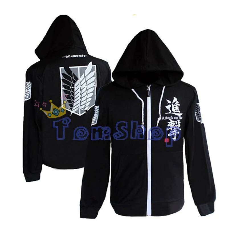 Черная толстовка с капюшоном из фильма атака на Титанов опрос легиона длинным