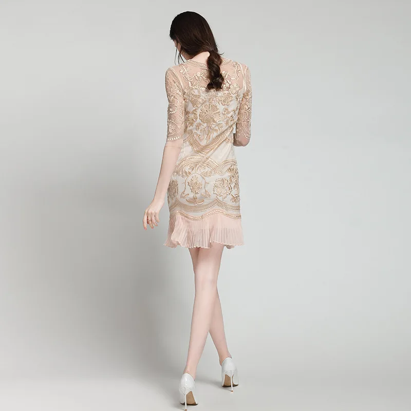 2017 новое весеннее цветочное Вышивка Королевский синий/серый/бежевый сексуальное