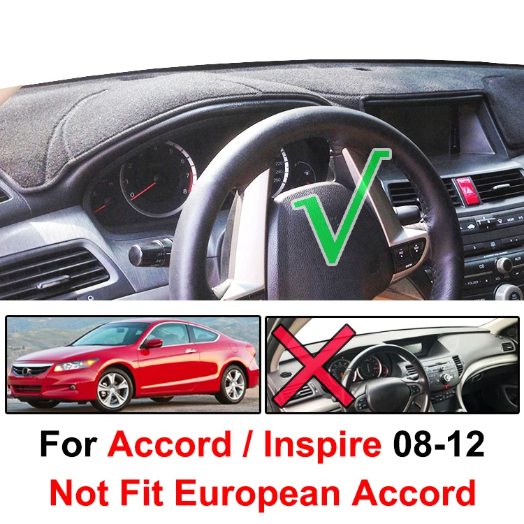 Для Honda Accord 8 2008-2012 крышка приборной панели автомобиля тире прокладка для инструмента платформа ковры Солнцезащитная Подушка аксессуары