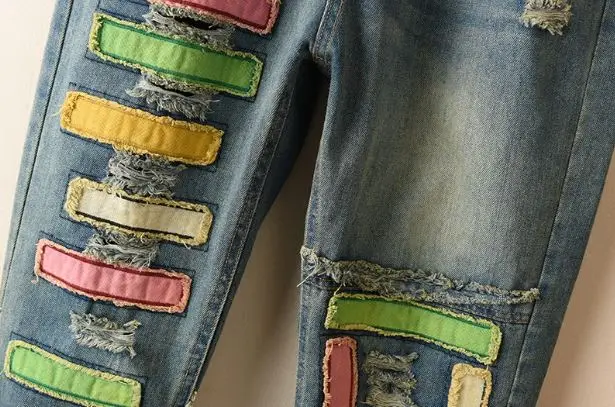 Женские джинсы в полоску с эластичной резинкой на талии и завязками|fashion women