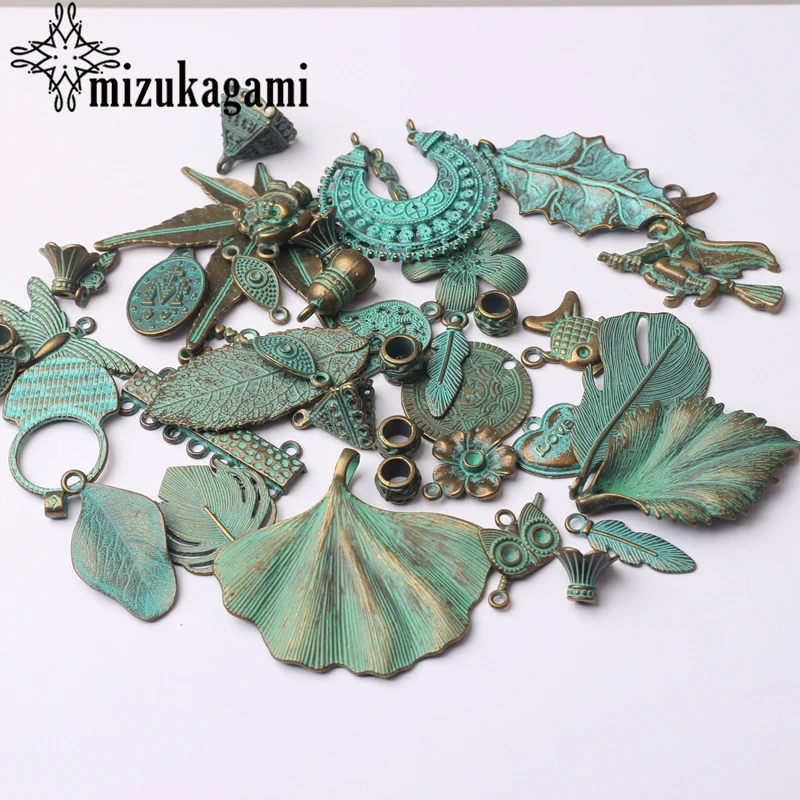 1 упак./лот случайный смешанный Ретро Verdigris патиной, покрытое цинковым сплавом, Ретро стиль, зеленый Подвески Кулоны из нержавеющей стали для бижутерии, материал для рукоделия найти аксессуары