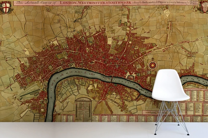 Лондон Вестминстер антикварная карта Настенная роспись для фото 3D обои город|wall