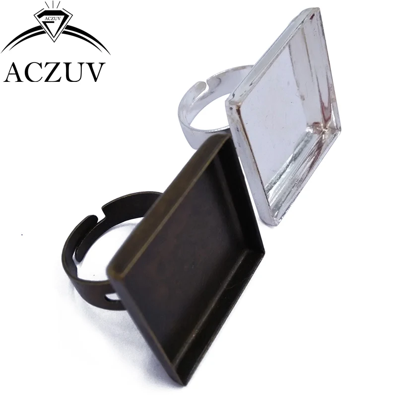 Оптовая продажа 100 шт серебряное античное бронзовое 25 мм квадратное регулируемое