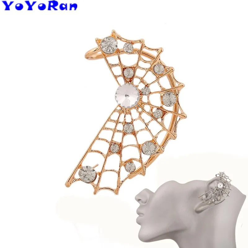 Серьги клипсы женские с полыми кристаллами ювелирные украшения в стиле панк рок