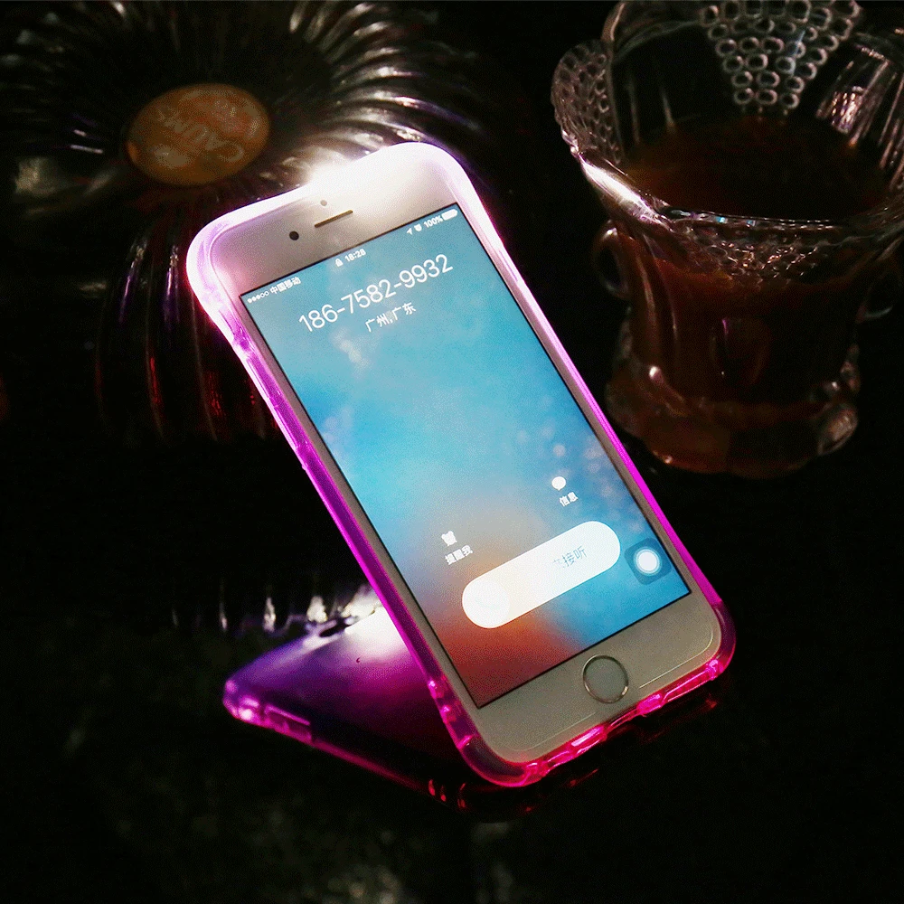 KISSCASE Call LED Light Case For iPhone 6 6s Plus Flash Silicone Cover 7 X 8 5 5s SE Anti-knock Back Soft Funda |