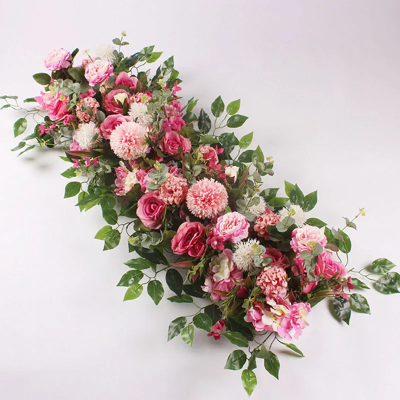 rose red 1 м DIY пользовательские Искусственные Свадебные цветочные стены фон композиция поставки шелковые розы Пион поддельные цветы ряд украшения для арки - Цвет: rose red