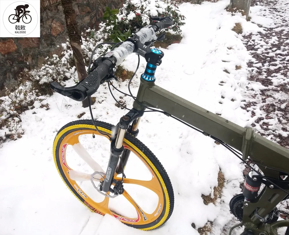 Kalosse Hydraulic brakes Soft-tail mountain bicycle Foldable bike Folding 26er 24/27/30 speed | Спорт и развлечения