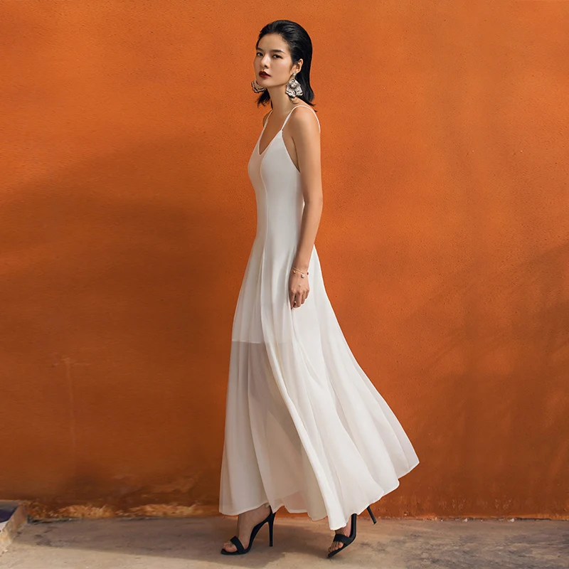 Женское платье без рукавов VERRAGEE винтажное Длинное Элегантное платье-комбинация