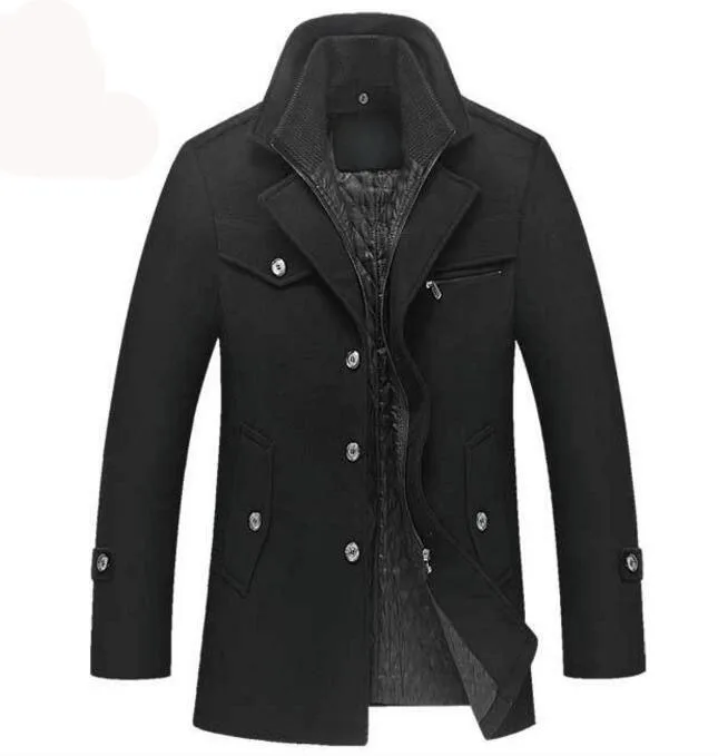 Мужской Peacoat, Мужская брендовая одежда, M-4X, зимние мужские плотные пальто, приталенные куртки, мужская повседневная теплая верхняя одежда, куртка и пальто