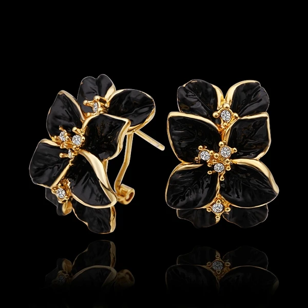 # ZKZ-143 18K Real Gold Plated Austria Crystal earring Pendant Earrings Czech rhinestone fashion stud earrings | Украшения и