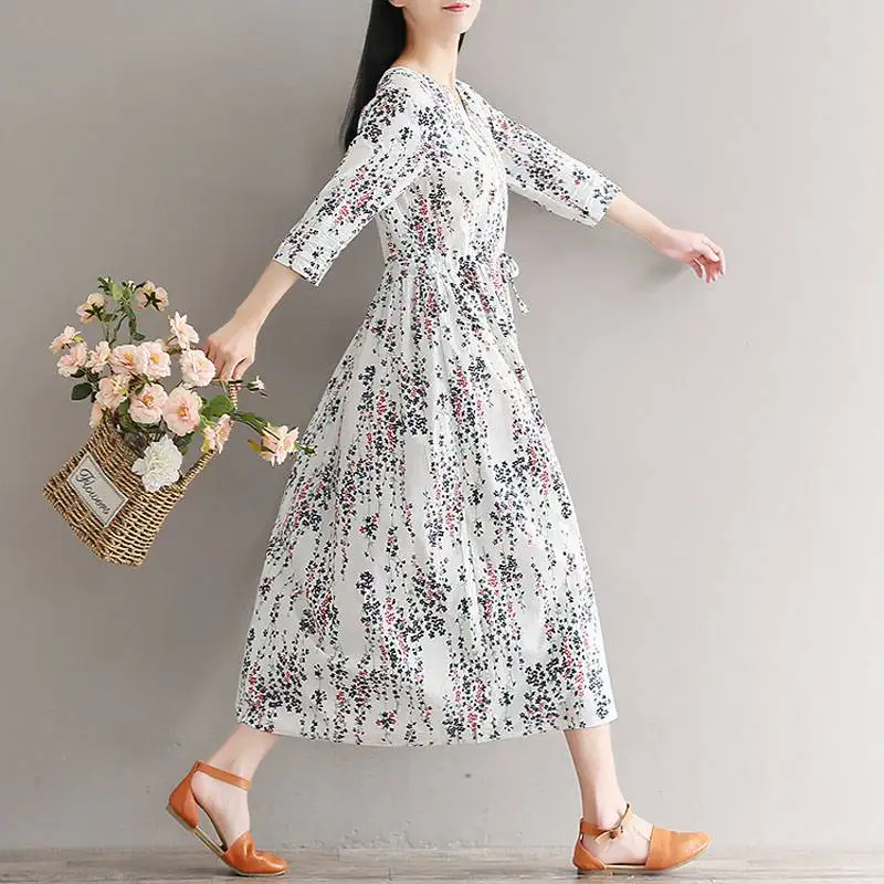 Платье Mferlier женское летнее элегантное с высокой талией и цветочным