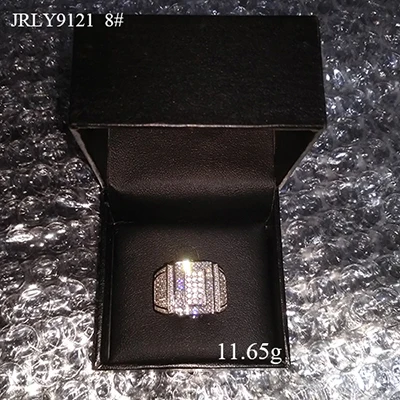Size 8 VANAXIN 925 пробы серебряные кольца для мужчин большие кольца в стиле панк ювелирные изделия распродажа высокое качество AAA Iced Out CZ шкатулка - Цвет основного камня: Size 8