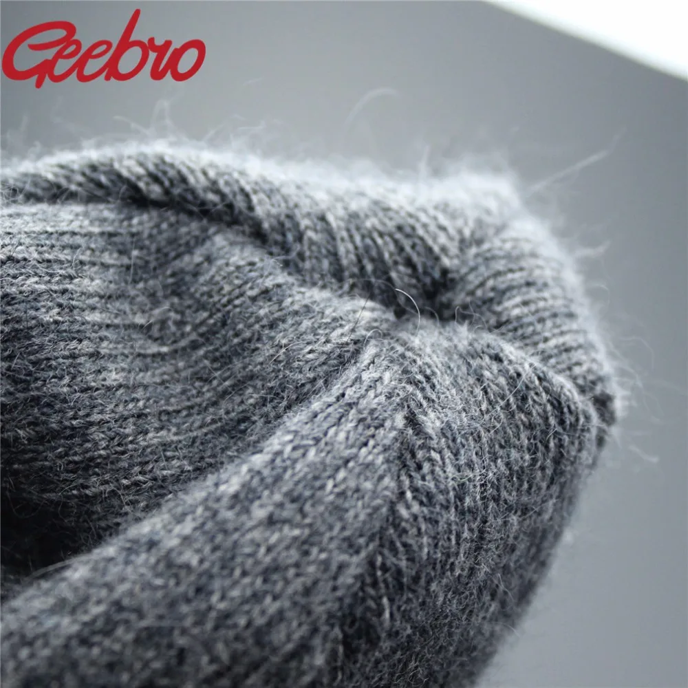 Geebro двухслойная Женская кашемировая вязаная шапка женская зимняя теплая