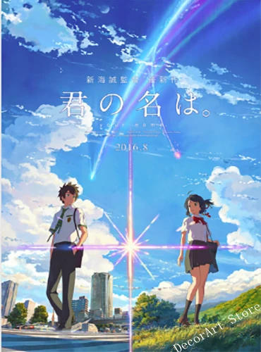 

Japanese Anime Your Name Cartoon Canvas Painting Vintage Wall Picture Kraft Poster Coated Wall Stickers Home Decoration Gift