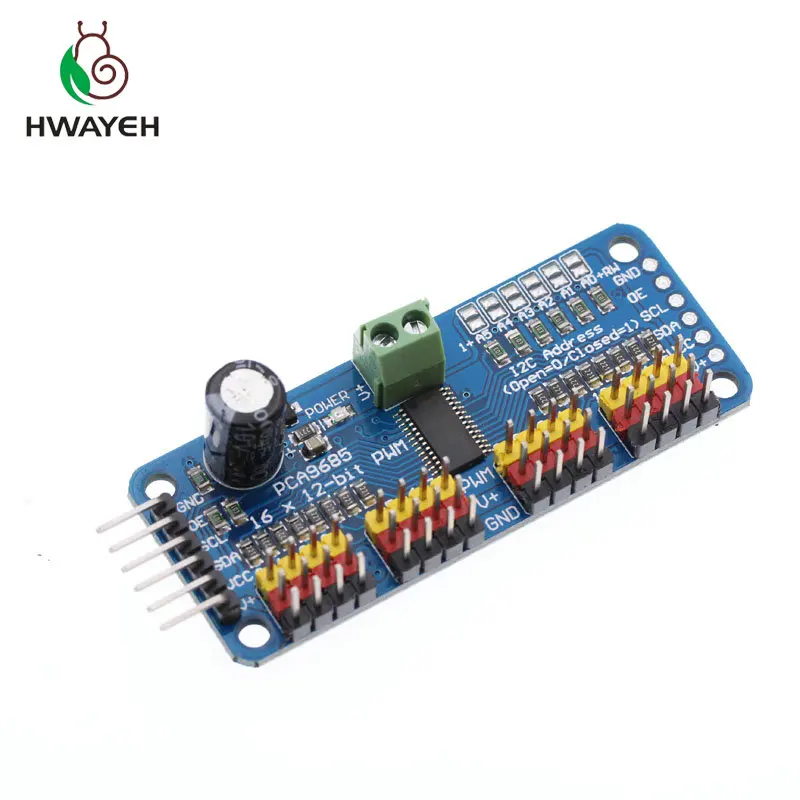16-канальный 12-битный модуль PWM/Servo Driver-I2C интерфейса PCA9685 или защитный Raspberry pi |