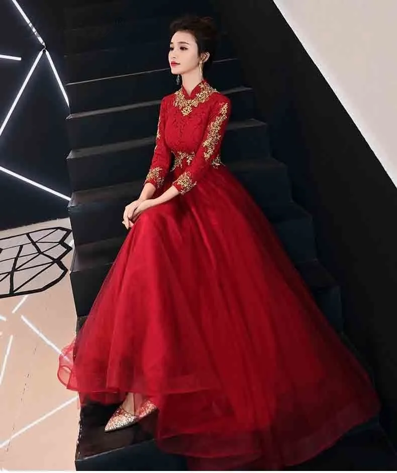 Для беременных женщин Cheongsam невесты Qipao корейский красный длинный живот вечернее платье восточные стильные свадебные платья традиционное платье