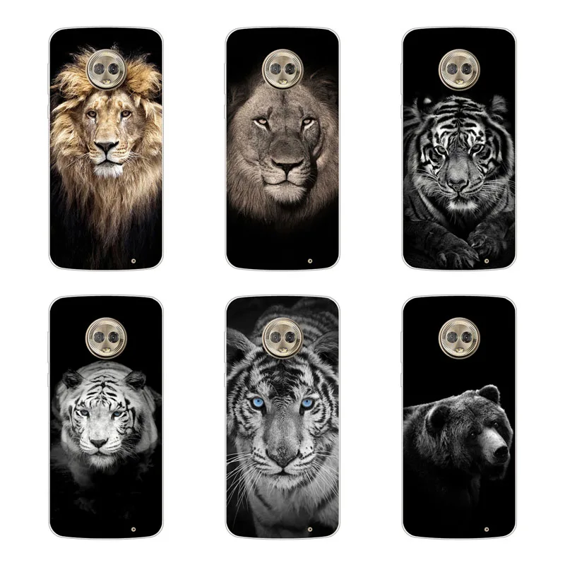 for Motorola Moto G6 plus Case Silicon Tigers and lions Painting Soft TPU Back Cover Protect Phone cases shell |