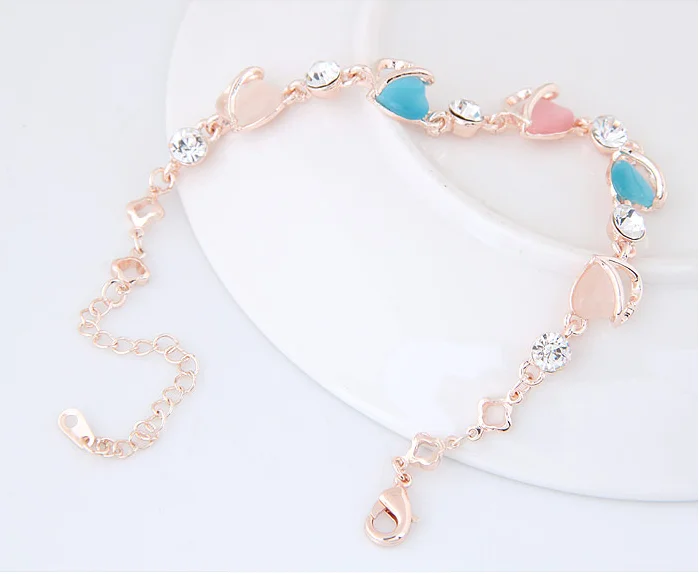 Bohemia Trendy Mix Color Rhinestone Chain &amp Link Bracelets Gold-rose Charm for Girl Woman Fashion Personalized Jewelry | Украшения и