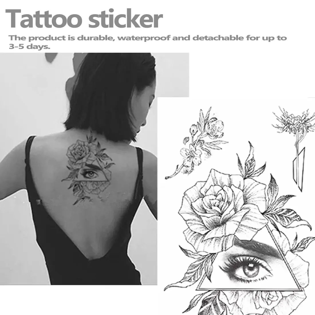 1 шт. водостойкая временная татуировка наклейка эскиз линия Пион шаблон тату Вода