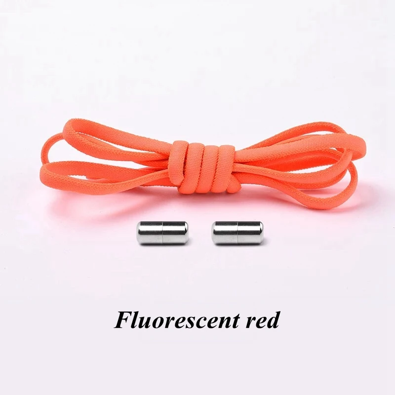 Fluorescent red Новые полукруглые Шнурки Кроссовки без галстука шнурки Быстрый эластичный фиксирующий башмак шнурки дети взрослые женщины мужчины обувь кружева струны - Цвет: Fluorescent red
