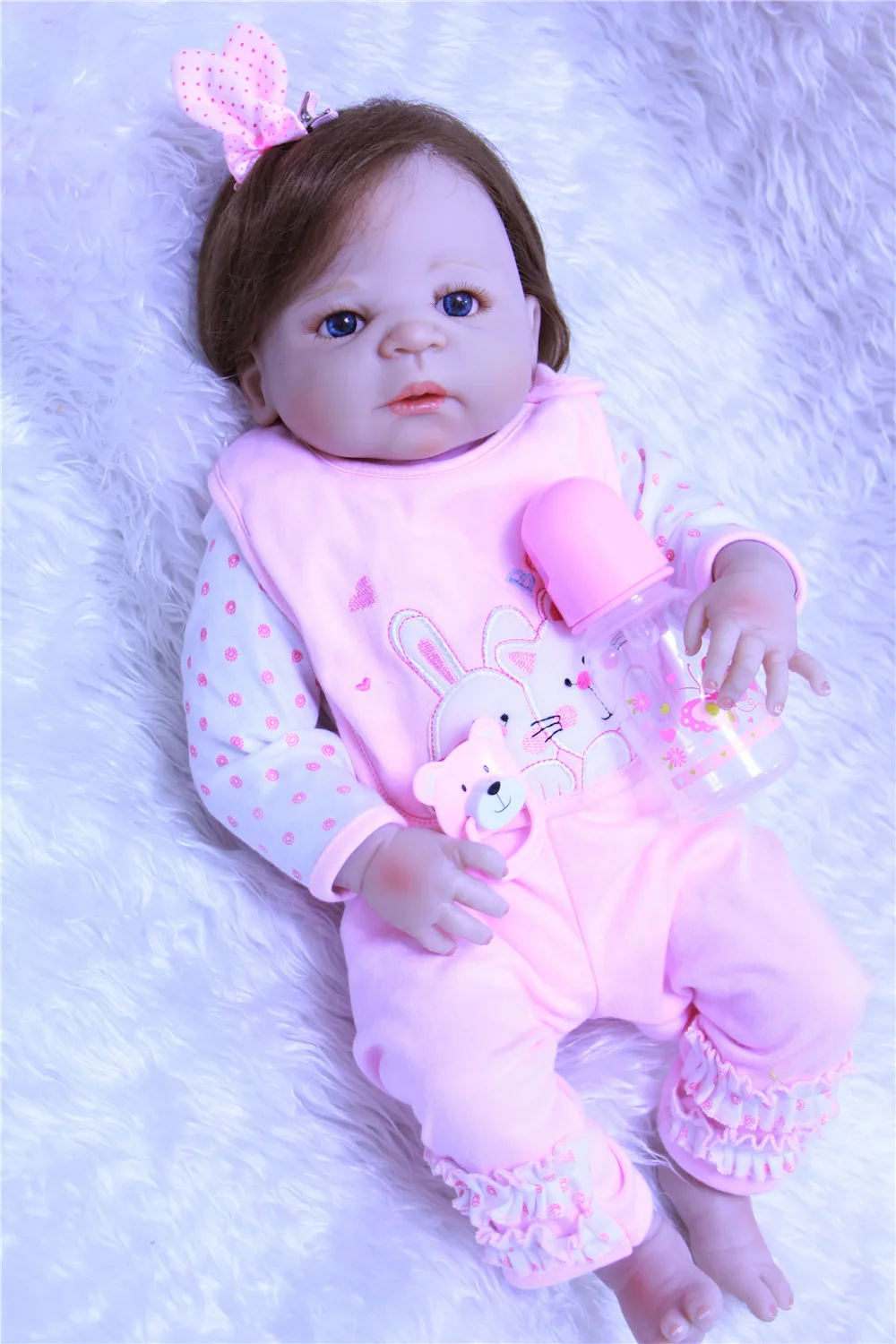 Имплантация волос Кукла реборн 55 см силиконовый корпус милый bebe девочка игрушки