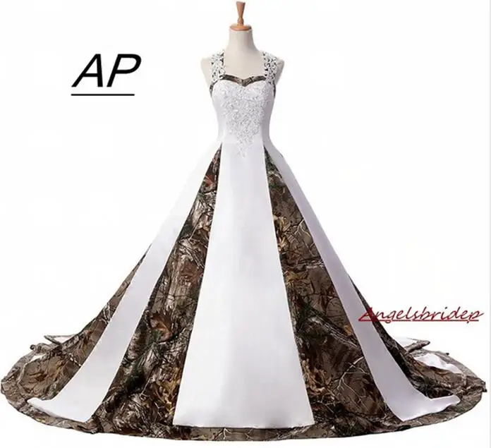 ANGELSBRIDEP Unqiue камуфляжные Свадебные платья 2021 реальное фото с перекрестной спиной и