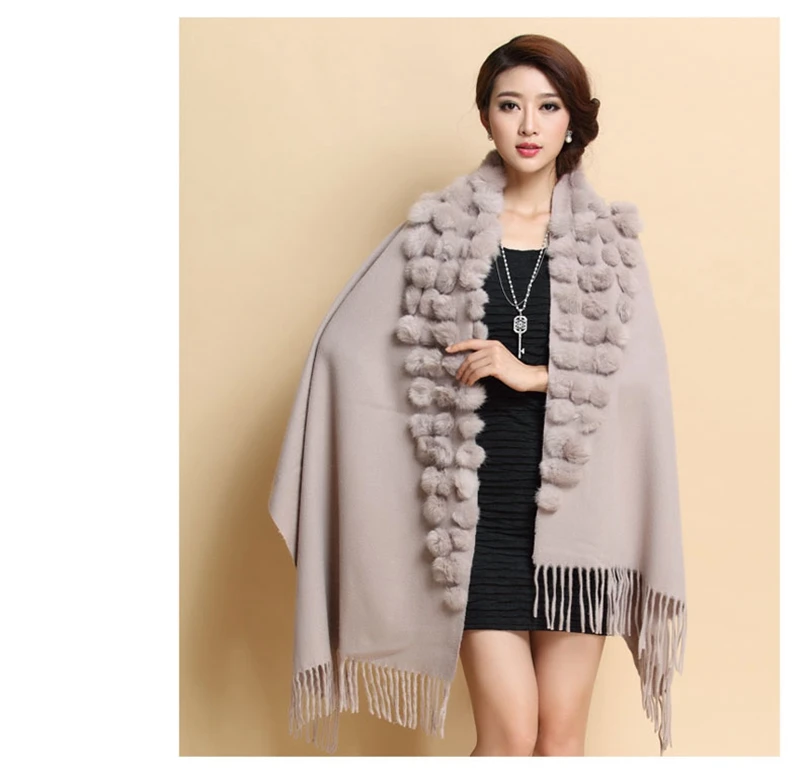 Роскошный брендовый шарф женский зимний толстый теплый помпон из натурального