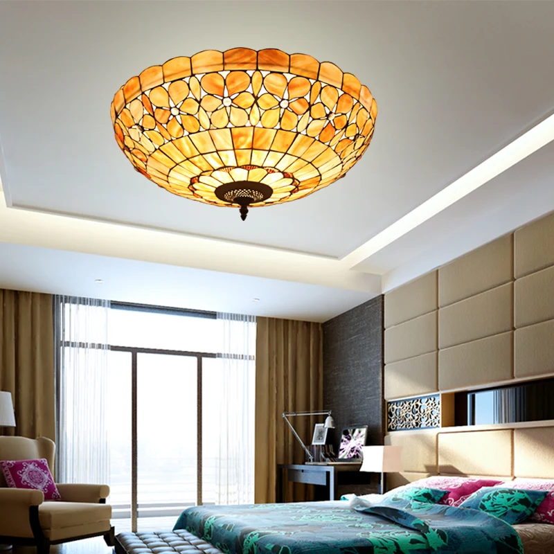 Потолочный светильник Tiffany в средиземноморском стиле 20 дюймов с натуральным