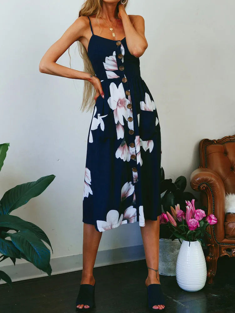 Женское сексуальное Повседневное платье на бретельках с принтом летнее пляжное