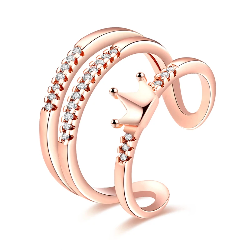 Роскошный дизайн короны три кольца для женщин аксессуар вечерние Регулируемый