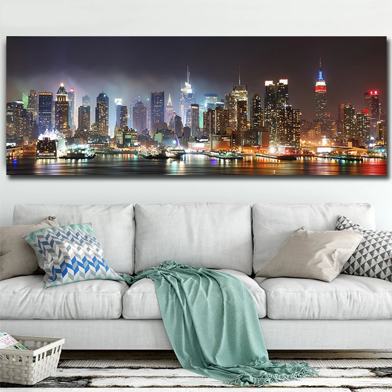 Красивый город ночная сцена без рамки холст плакат печатные картины