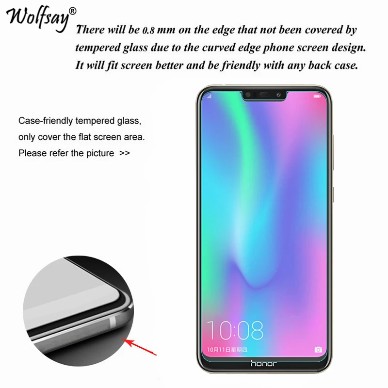 Закаленное стекло Wolfsay для huawei Honor 8C 2 шт. защитная пленка | Мобильные телефоны и