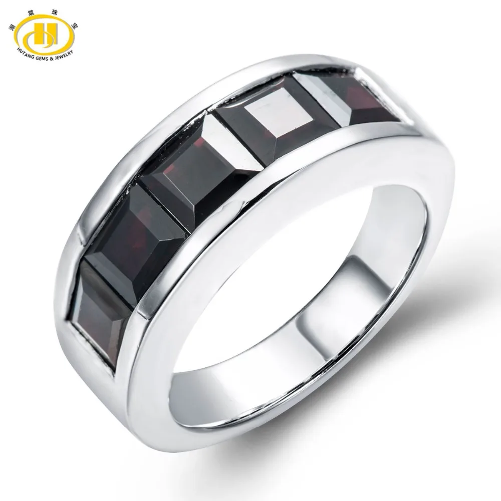 Hutang 4.1Ct тайна Черный гранат Твердые 925 пробы Серебряное кольцо Wo для мужчин s мужчин Модный Ювелирный камень драгоценный камень