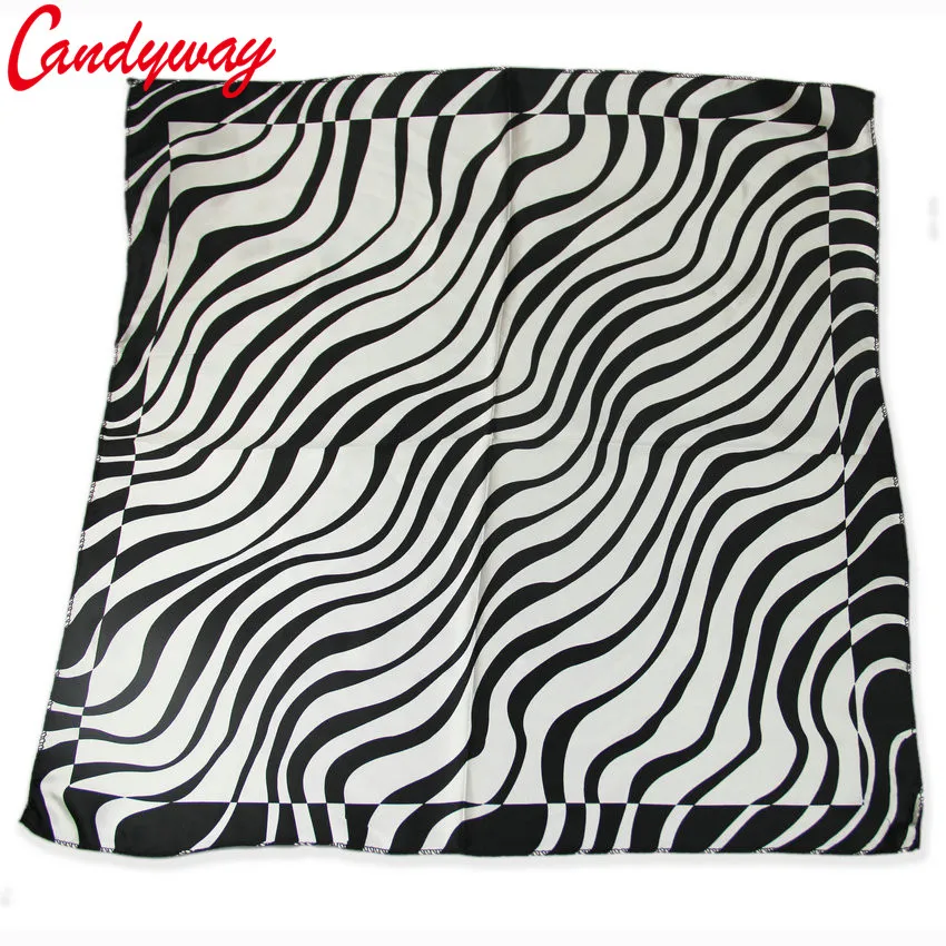 Женский шелковый шарф в полоску 50x50 см|headscarf fashion|scarf silkzebra pattern |