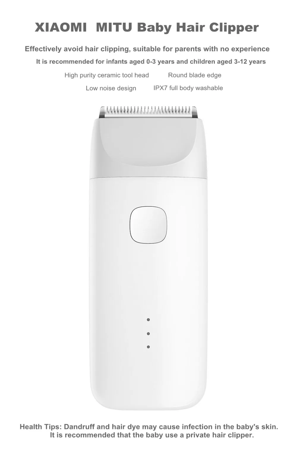 XIAOMI Mijia MITU машинка для стрижки волос IPX7 Водонепроницаемая электрическая машинка для стрижки волос Триммер Бесшумный мотор для детей