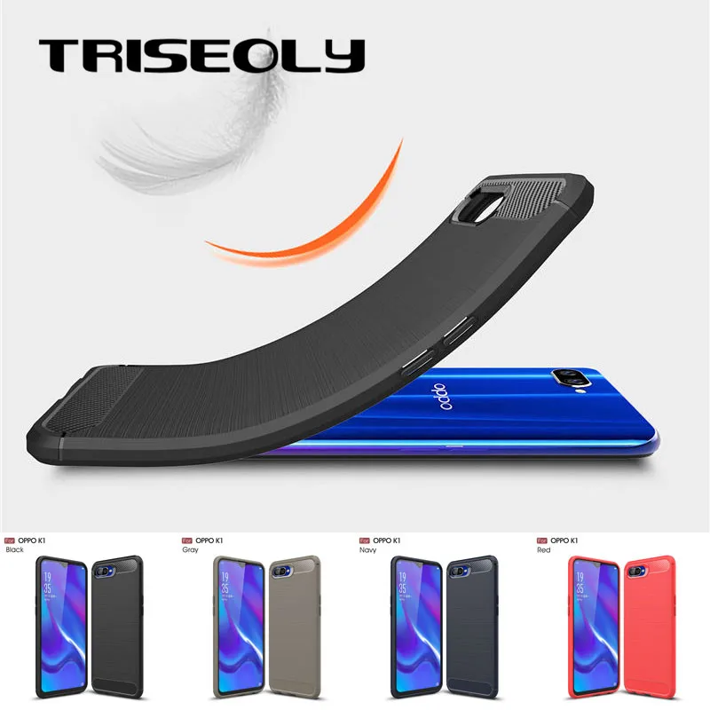 TRISEOLY для OPPO K1 чехол из углеродного волокна матовая ТПУ Резина силикон K 1 R15X Чехол