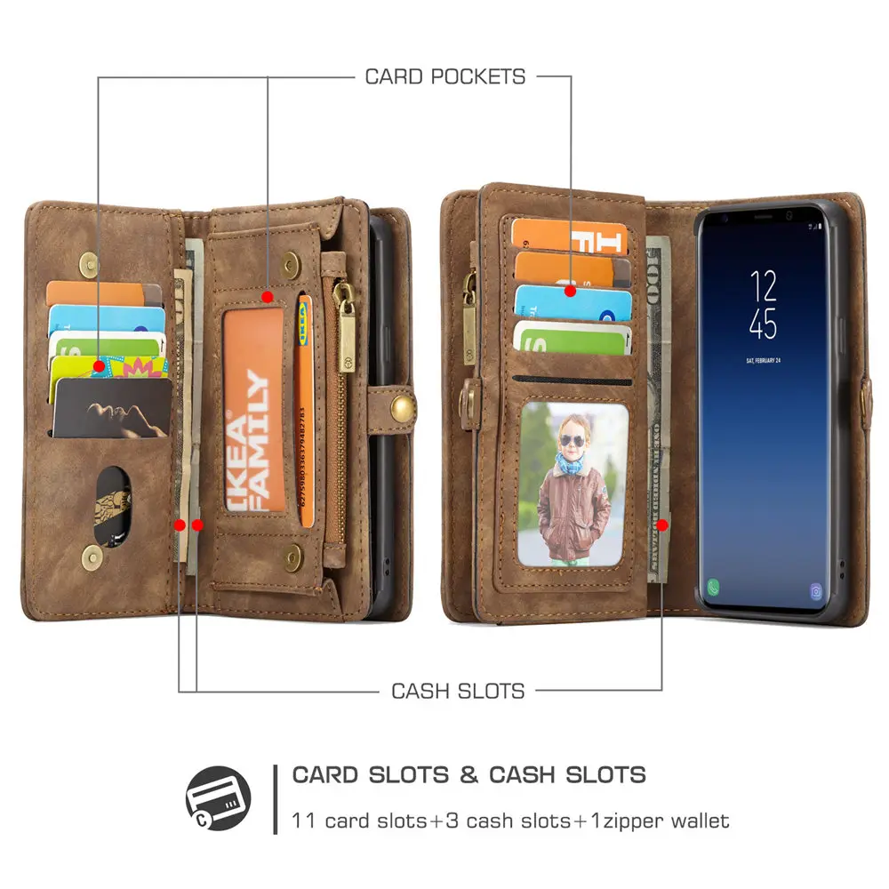 Для Coque samsung s9 s8 plus Fundas Samsung S8 S9 Plus съемный чехол-кошелек 2 в 1 кожаный магнитный