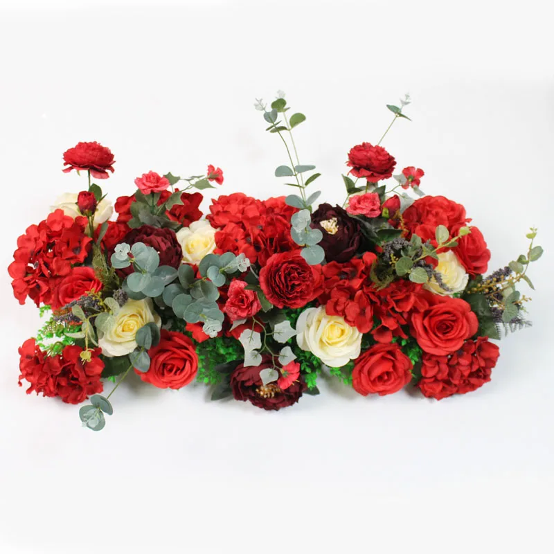 Red B 60 cm Пользовательские DIY розы пионы лист искусственная Гортензия цветок Свадебный beckdrop Декор Арка Цветочная композиция дорожная направляющая ряд цветов - Цвет: Red B 60 cm